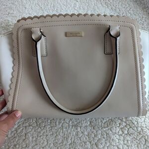 Kate Spade Marguerite Lilac Road TOTE PURSE beige white leather